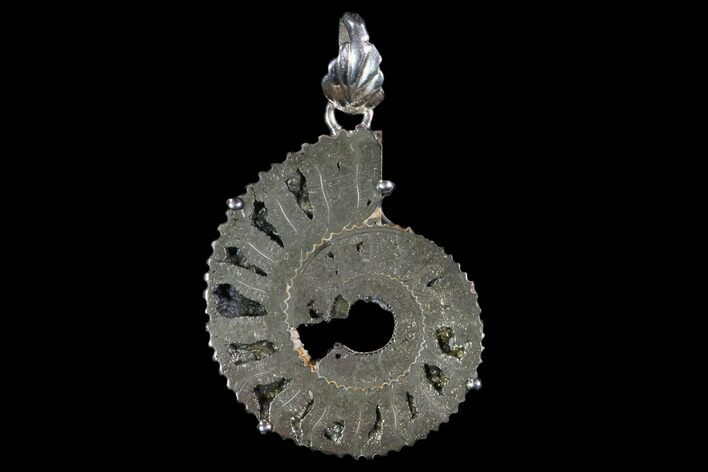 Pyrite Replaced Ammonite Fossil Pendant #81609